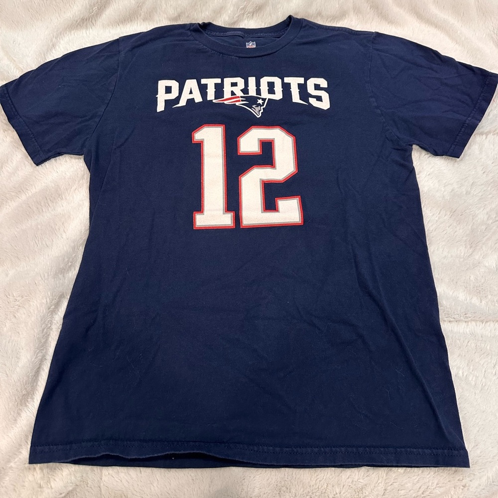 NFL Tom Brady New England Patriots Navy Blue Cotton T-Shirt size boys 14/16